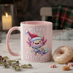 Merry Christmas Axolotl Lights Axolotlmas Tree Mug