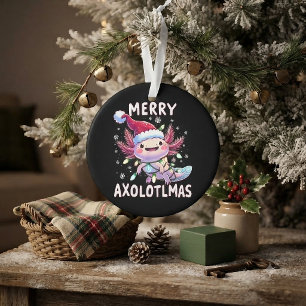 Merry Christmas Axolotl Lights Axolotlmas Tree Ornament