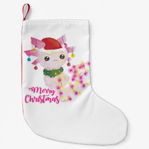 merry christmas axolotl santa small christmas stocking