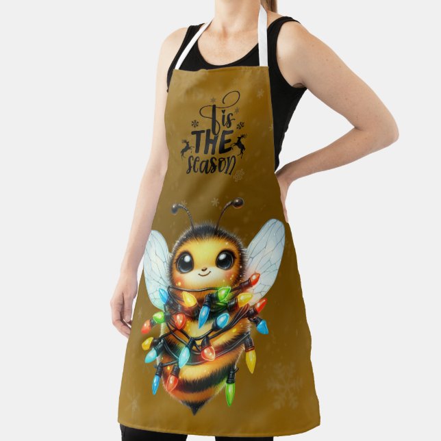 Merry Christmas Baby Bumble Bee Tangled Lights Apron (Insitu)