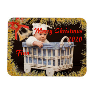 Merry Christmas Baby/ Child Custom Photo & Name Magnet