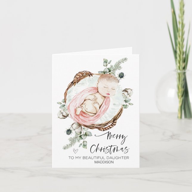 Merry Christmas Baby Girl Daughter from Mom Dad Card (Front)