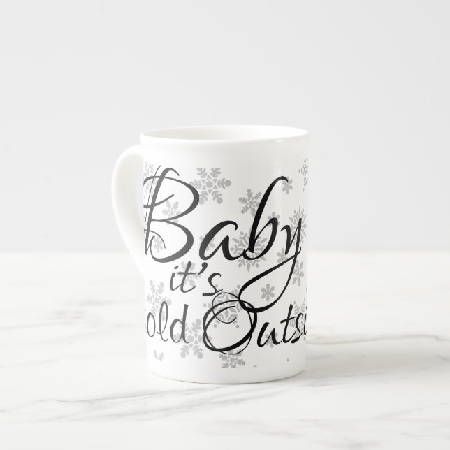 Merry Christmas, Baby it's Cold Outside  Bone China Mug (Front Left)