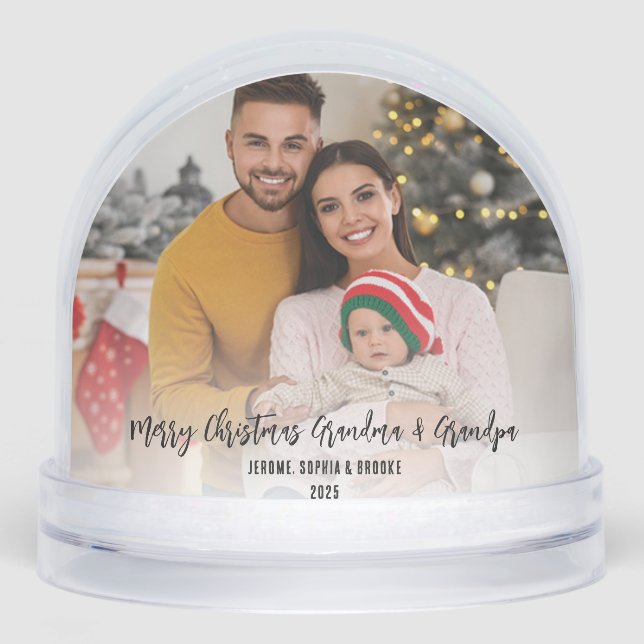 Merry Christmas Baby Photos Grandma Grandpa Snowglobe (Front)