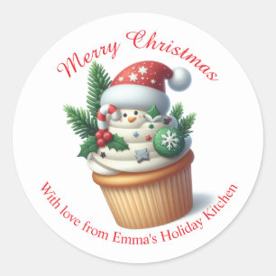 Merry Christmas Bakery Cupcake Festive Sticker