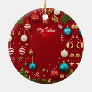 Merry Christmas Ball Ceramic Ornament