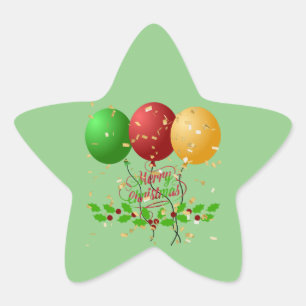 Merry Christmas Balloons Star Sticker