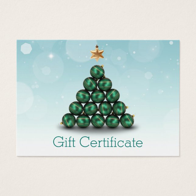 Merry Christmas Balls Tree Mint Pastel Gift Card (Front)