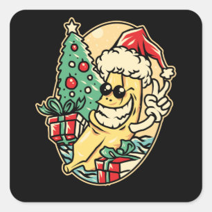 Merry Christmas Banana Square Sticker