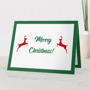 Merry Christmas Banner Red Reindeer Card