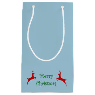 Merry Christmas Banner Red Reindeer Small Gift Bag