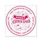 Merry Christmas Banner Round Name & Return Address