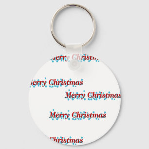 Merry Christmas banner with snowflakes and red tex Keychain
