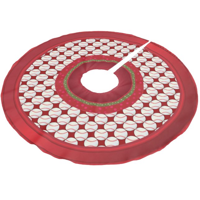 Merry Christmas  Baseball Lovers Brushed Polyester Tree Skirt (Angled)