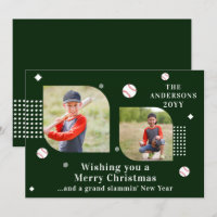 Merry Christmas Baseball Sport 2 Photo Family Name