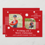 Merry Christmas Baseball Sport 2 Photo Family Name<br><div class="desc">Merry Christmas Baseball Sport 2 Photo Family Name Modern Christmas Cards features a photo collage of two of your favourite photos with your the text "Wishing you a Merry Christmas... and a grand slammin' New Year" in elegant white script. Personalize by editing the text in the text boxes provided. Perfect...</div>