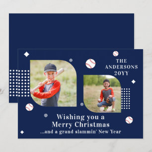Merry Christmas Baseball Sport 2 Photo Family Name