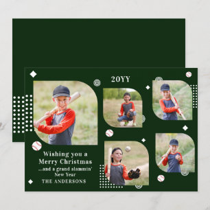 Merry Christmas Baseball Sport 5 Photo Family Name