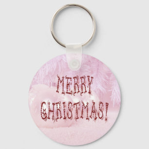 Merry Christmas Bauble and Stars Font Keychain