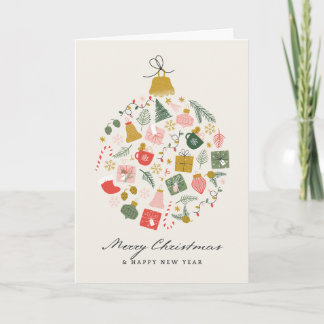 Merry Christmas bauble made up of gifts & presents Card