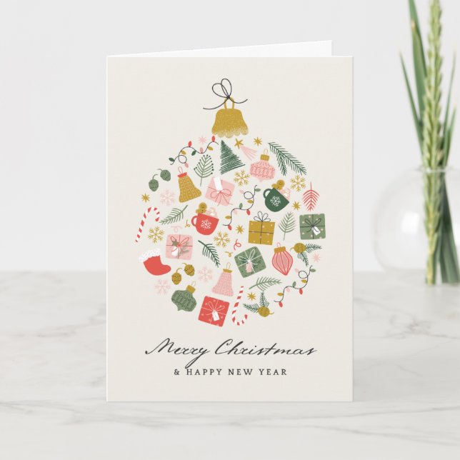Merry Christmas bauble made up of gifts & presents Card (Front)