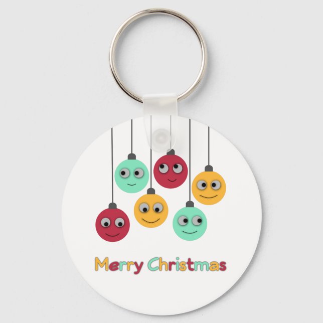 Merry Christmas Baubles Keychain (Front)