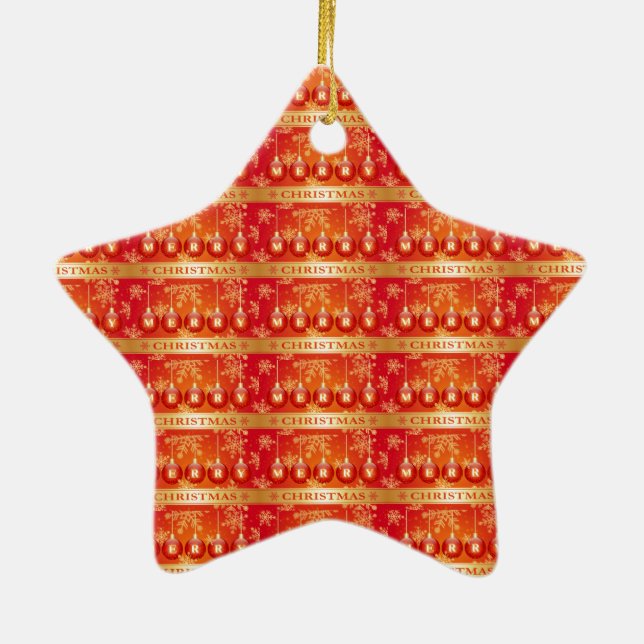 Merry Christmas Baubles Red Gold Ornaments (Back)