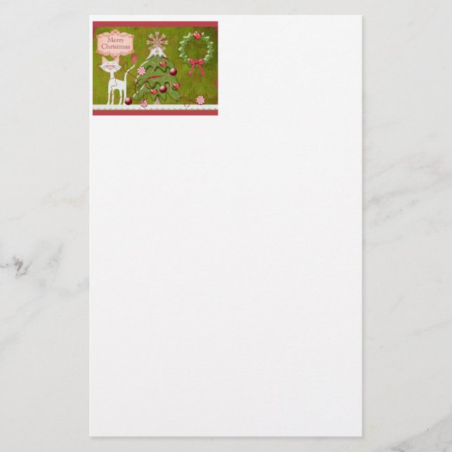 Merry Christmas Baubles Stationery (Front)