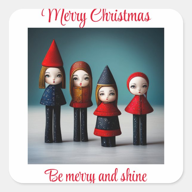 Merry Christmas be merry and shine Square Sticker (Front)