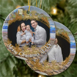 Merry Christmas Beach Family 786 Ceramic Ornament<br><div class="desc">Painting "Los Muertos Beach 786" Collection Bring a lot more holiday cheer to your tree with a custom ceramic ornament. Add family photos, images, and personal messages to both sides of this ornament. A strand of gold thread makes it easy to hang this fantastic keepsake. Personalize on the product page...</div>