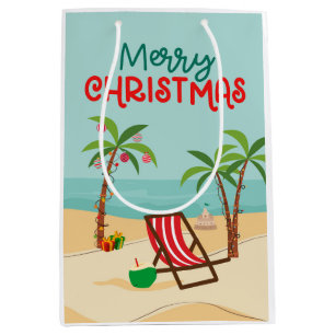 Merry Christmas Beach  Medium Gift Bag