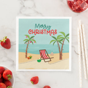  Merry Christmas Beach  Napkin