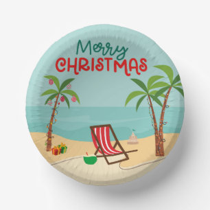 Merry Christmas Beach Paper Plate