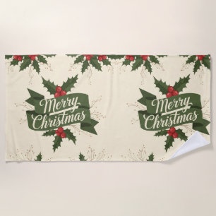 Merry Christmas Beach Towel