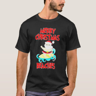 Merry Christmas Beaches Beach Surf Santa Surfer T-Shirt