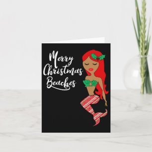 Merry Christmas Beaches Mermaid Summer Beach Card