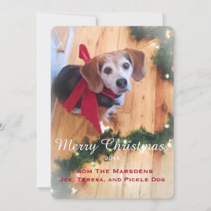 Merry Christmas Beagle Customizable Flat Card