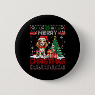 Merry Christmas Beagle Dog Lover Ugly Xmas Sweater 2 Inch Round Button