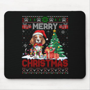 Merry Christmas Beagle Dog Lover Ugly Xmas Sweater Mouse Pad