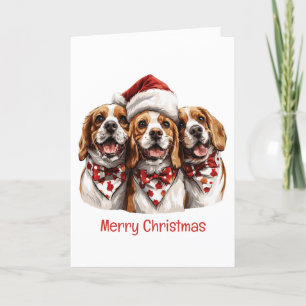 Merry Christmas Beagle Dogs Holiday Card