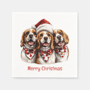 Merry Christmas Beagle Dogs Napkin
