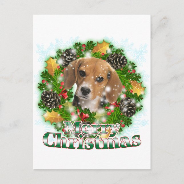 Merry Christmas Beagle Holiday Postcard (Front)
