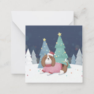 Merry Christmas: Beagle Illustration Art Card