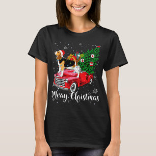 Merry Christmas Beagle Santa Light Red Truck Xmas T-Shirt