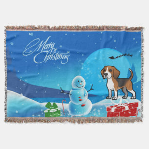 Merry Christmas Beagle Throw Blanket