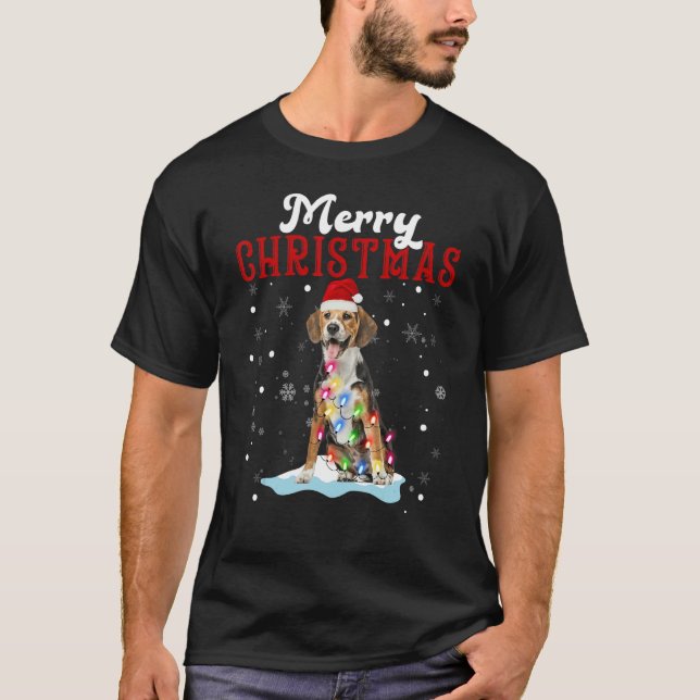 Merry Christmas Beagle Tree Lights Beagle Christma T-Shirt (Front)