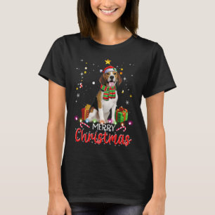 Merry Christmas Beagles Santa Hat Tree Lights Pj X T-Shirt