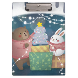 Merry Christmas: Bear & Bunny Clipboard