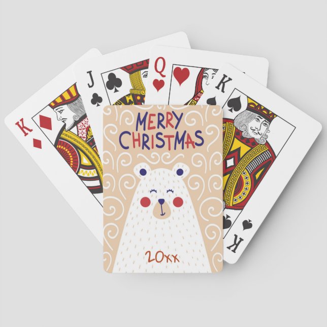 Merry Christmas/Bear Design/Playing Cards (Back)