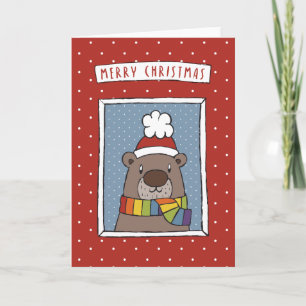 Merry Christmas Bear. Holiday Card